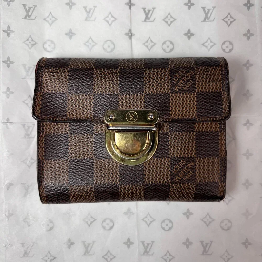 VTG LOUIS VUITTON Portefeuil‎ Koala Ebene Brown Trifold Wallet Brown